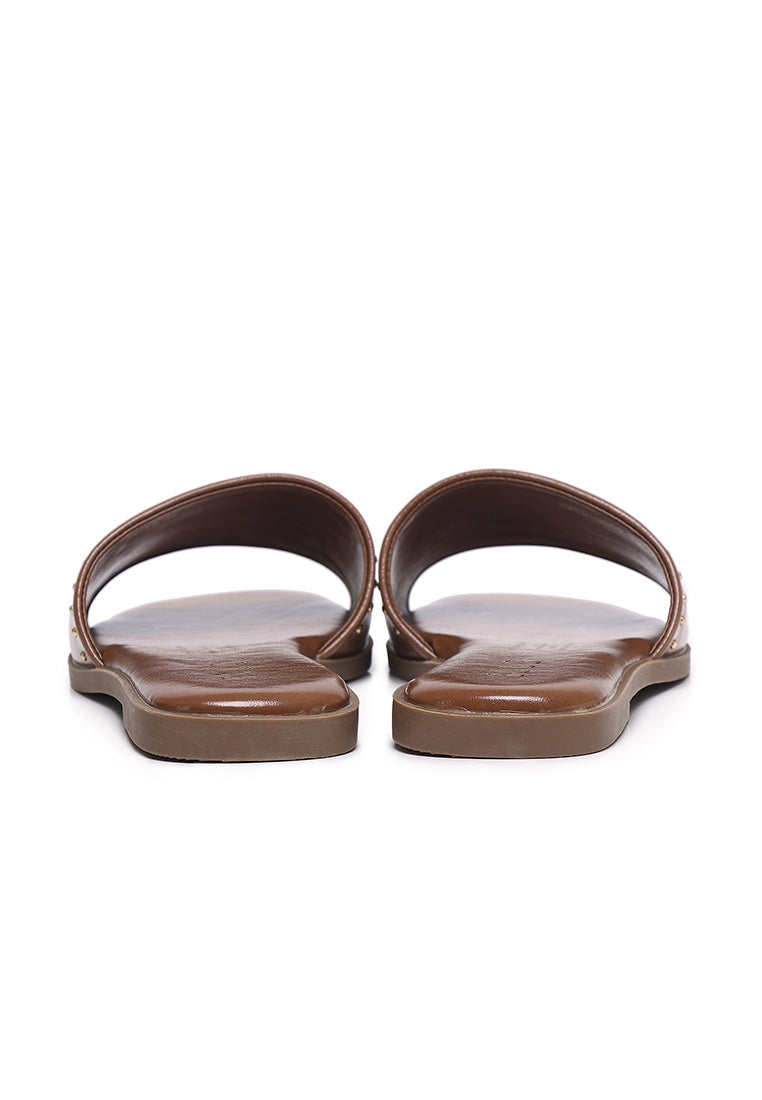 Therese Microfiber Leather Sandals In Tan