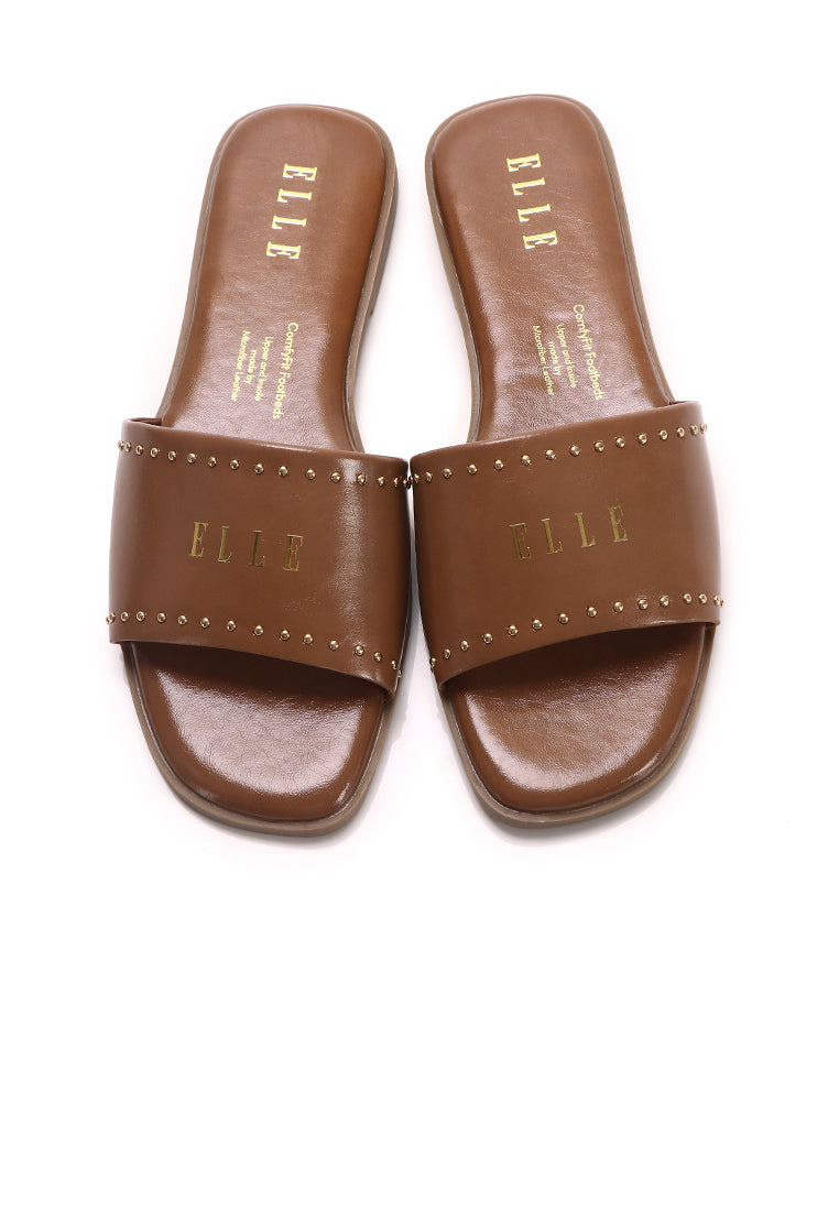 Therese Microfiber Leather Sandals In Tan