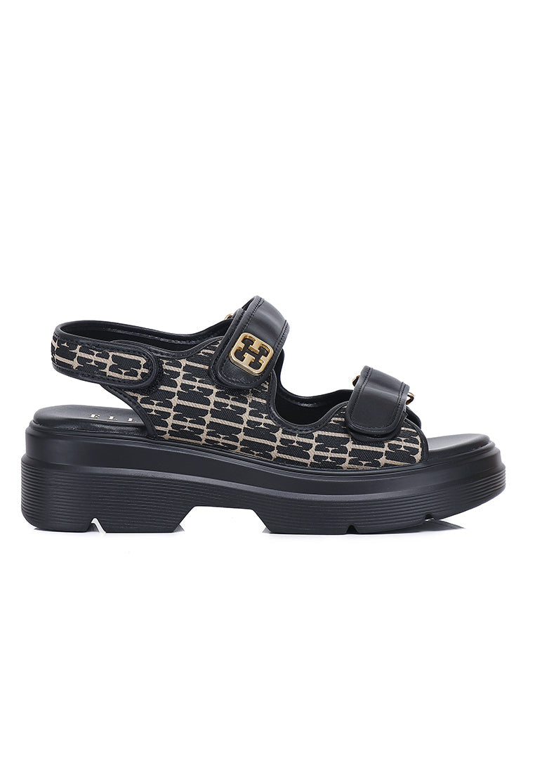 Geneve Microfiber Leather Sandals In Black