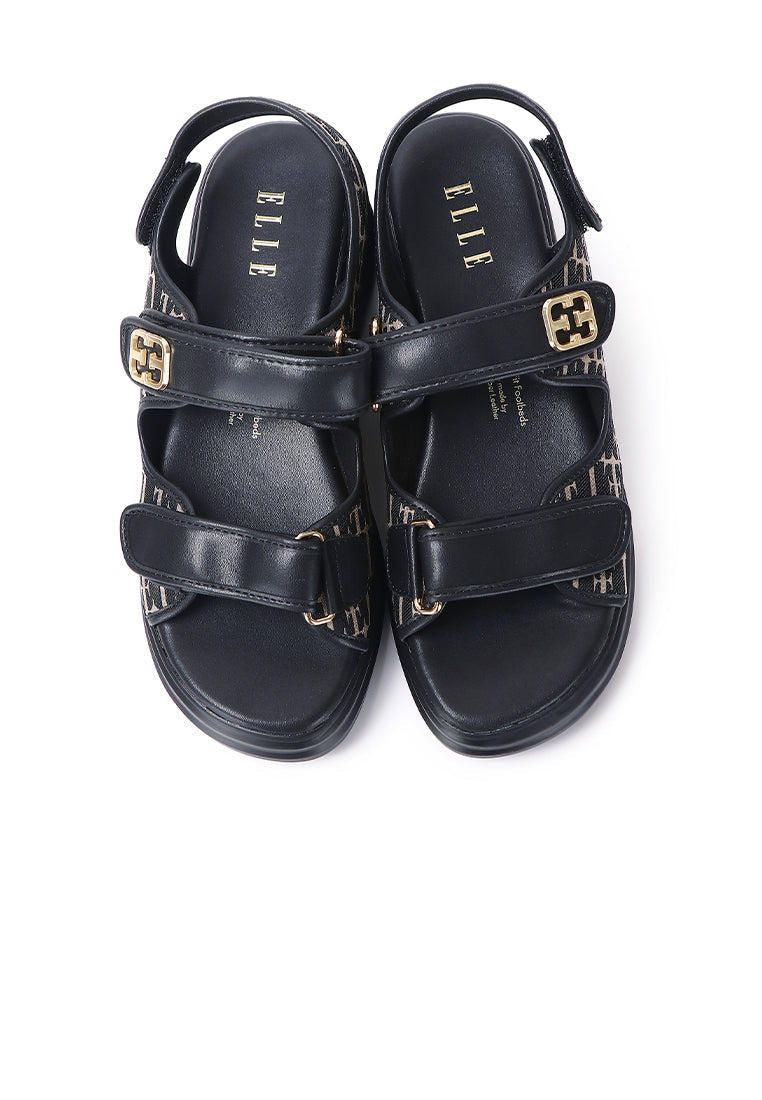Geneve Microfiber Leather Sandals In Black