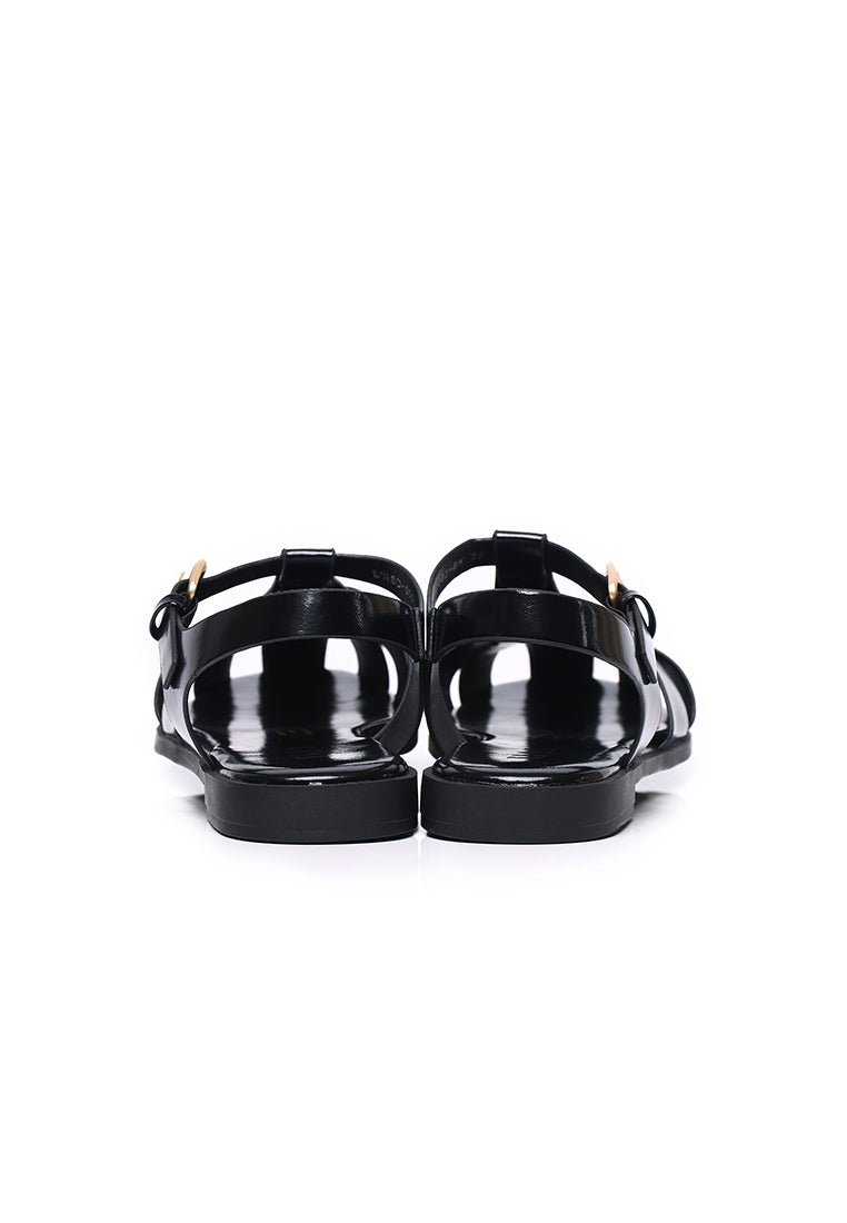 Chantal Mircrofiber Leather Sandals In Black