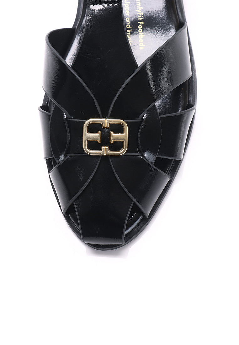 Chantal Mircrofiber Leather Sandals In Black