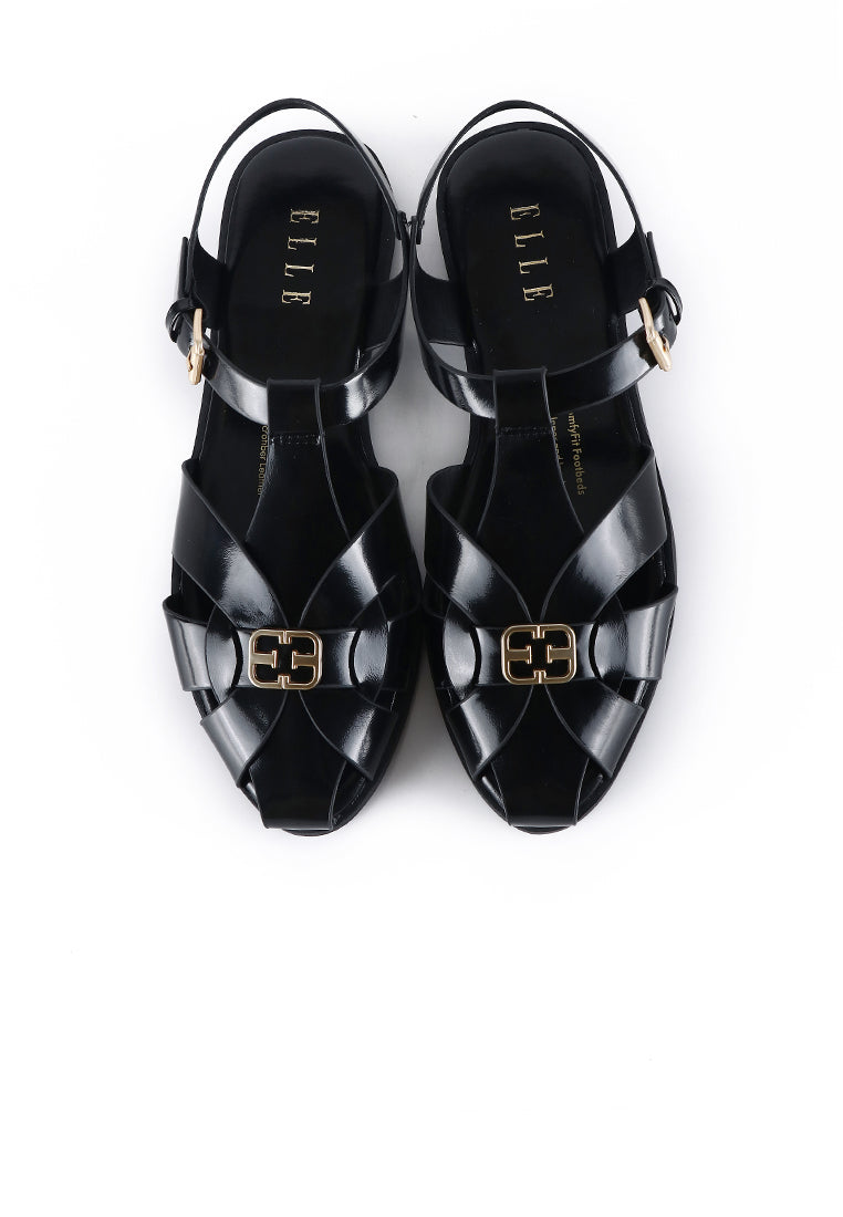Chantal Mircrofiber Leather Sandals In Black