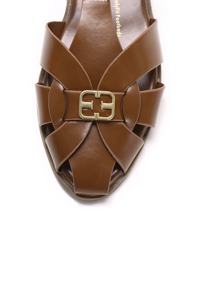 Chantal Mircrofiber Leather Sandals In Tan