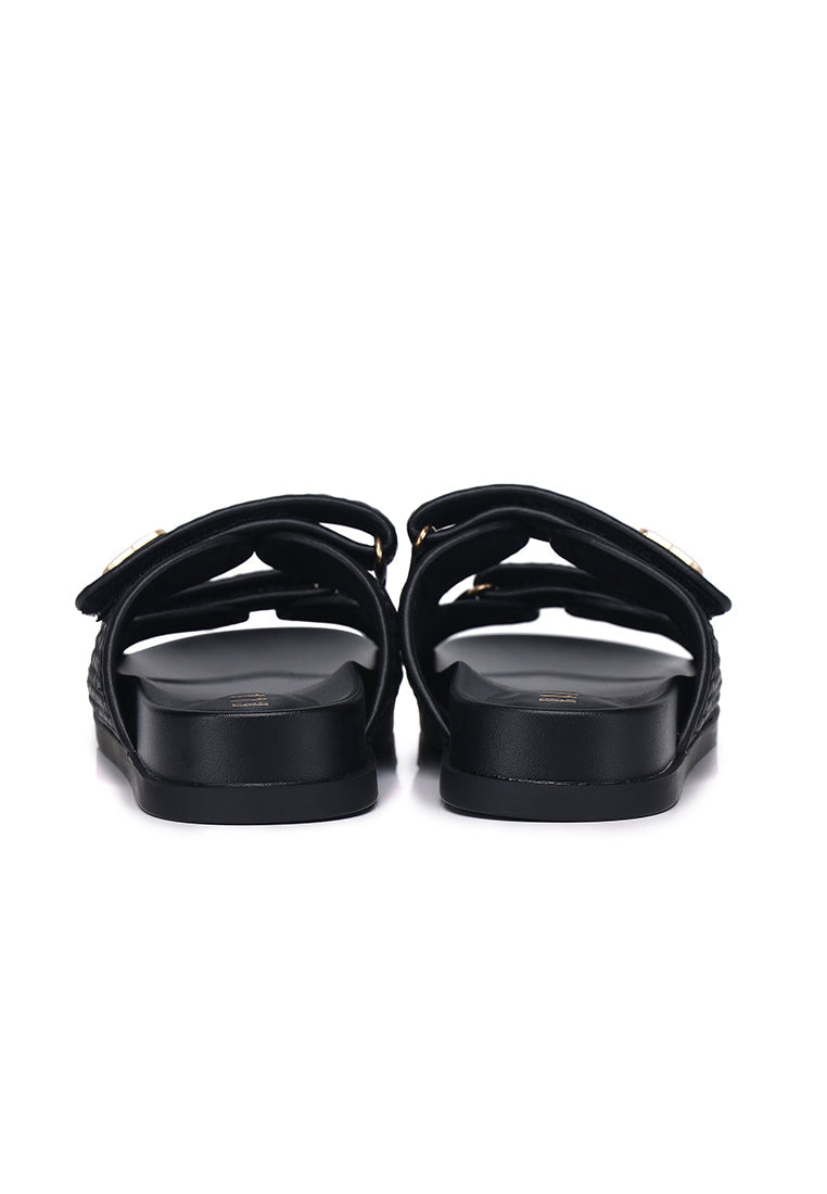 Thalia Microfiber Leather Sandals Sandals In Black