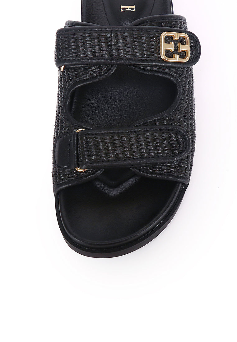 Thalia Microfiber Leather Sandals Sandals In Black