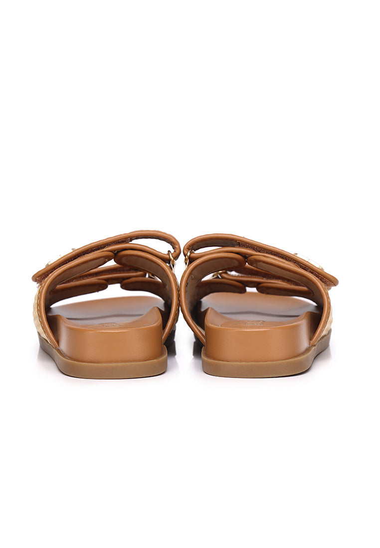 Thalia Microfiber Leather Sandals Sandals In Tan