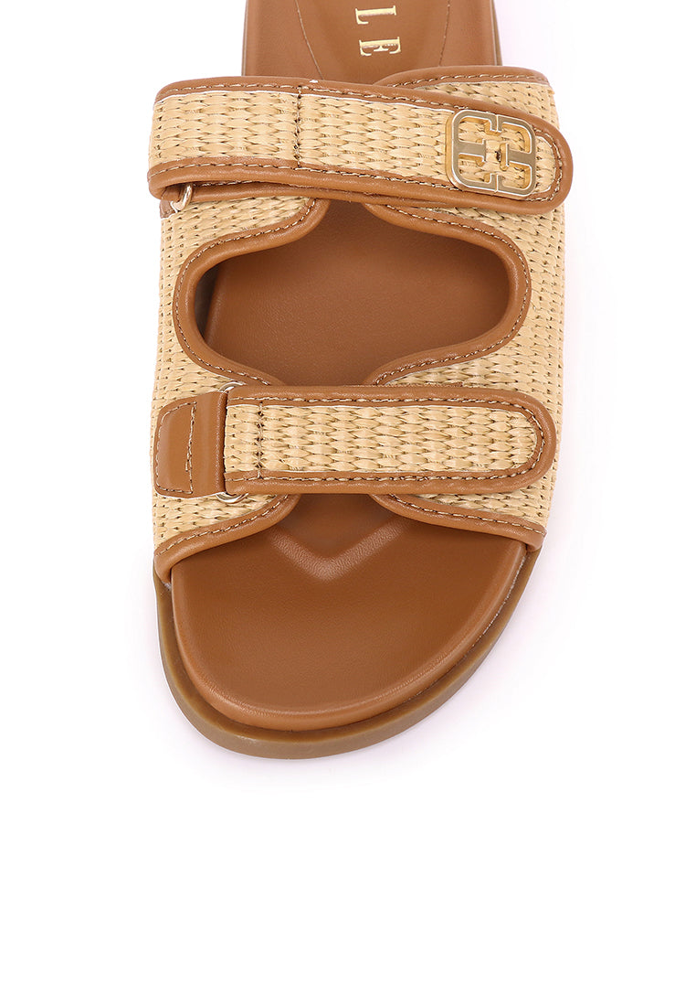 Thalia Microfiber Leather Sandals Sandals In Tan