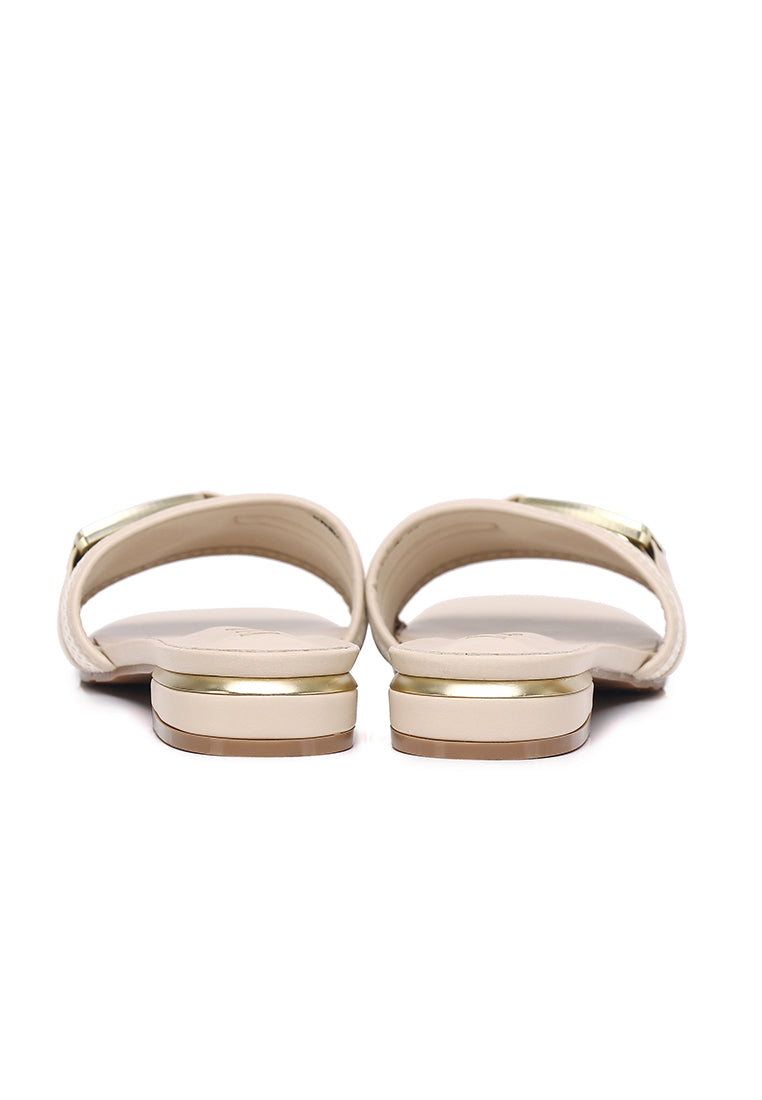 Sonia Microfiber Leather Sandals In Beige