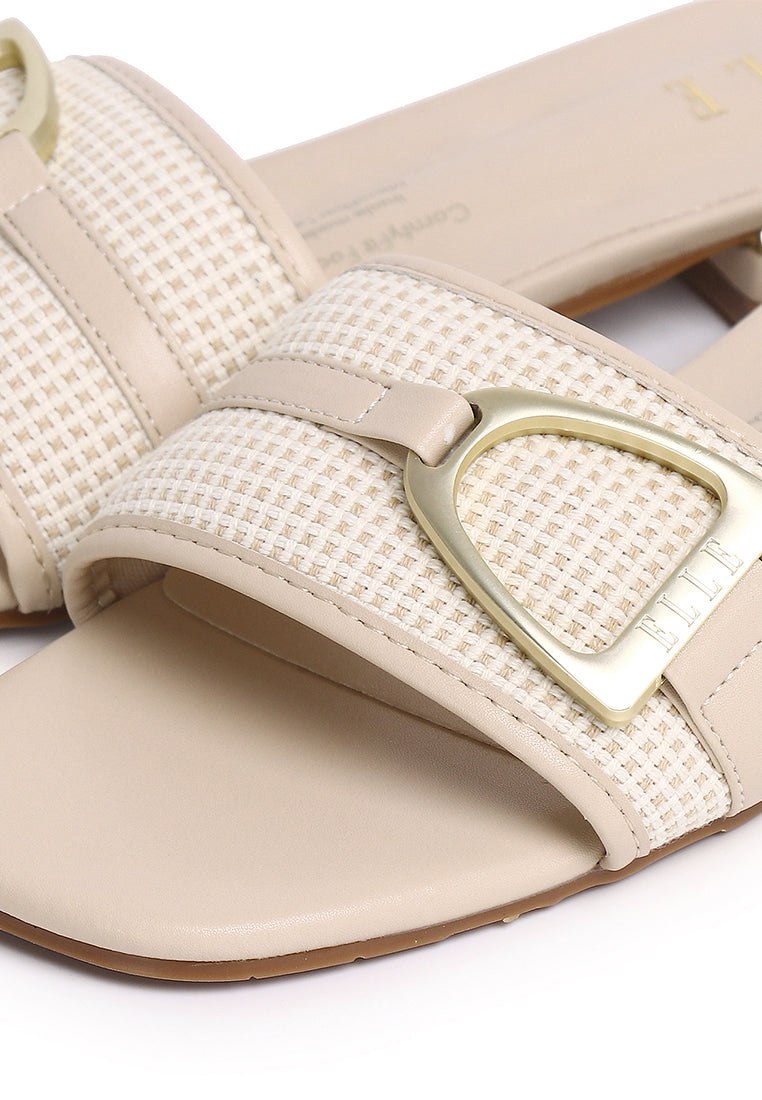 Sonia Microfiber Leather Sandals In Beige