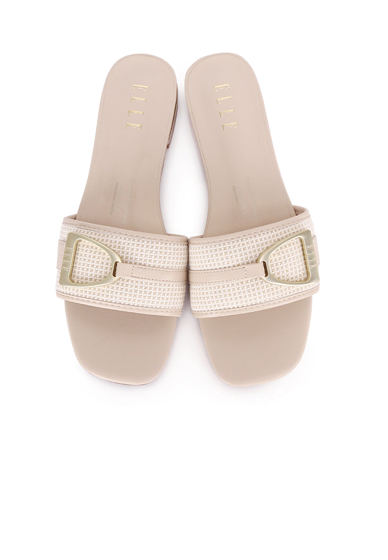 Sonia Microfiber Leather Sandals In Beige