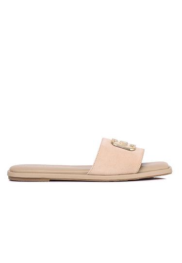 Lea Faux Suede Slip-on Sandals In Khaki