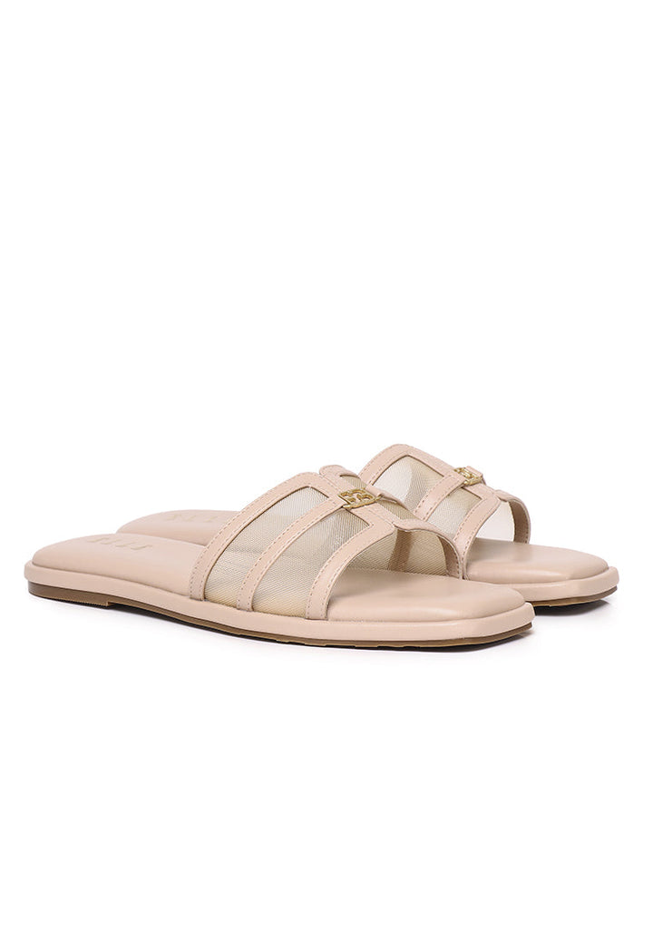 Marine Mesh Microfiber Leather Sandals In Beige – alternate view