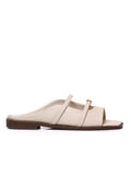 Serra Microfiber Leather Sandals In Beige