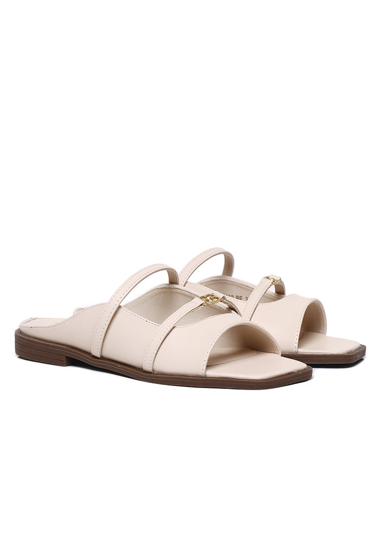 Serra Microfiber Leather Sandals In Beige