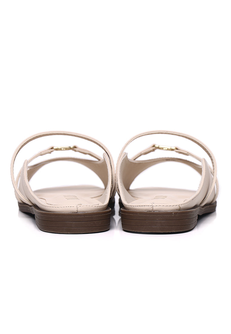 Serra Microfiber Leather Sandals In Beige