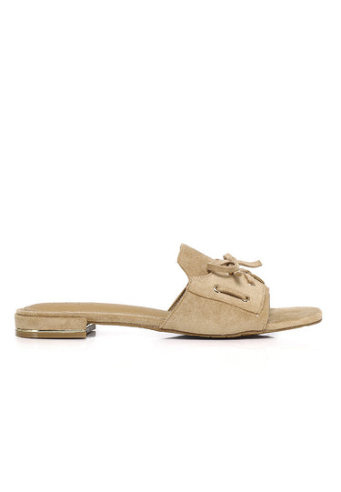 Milo Bow Detail Slip-on Sandals In Khaki