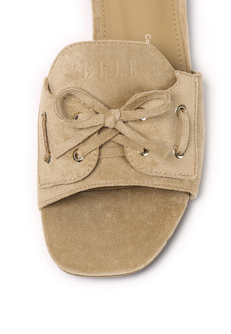 Milo Microfiber Leather Sandals In Khaki