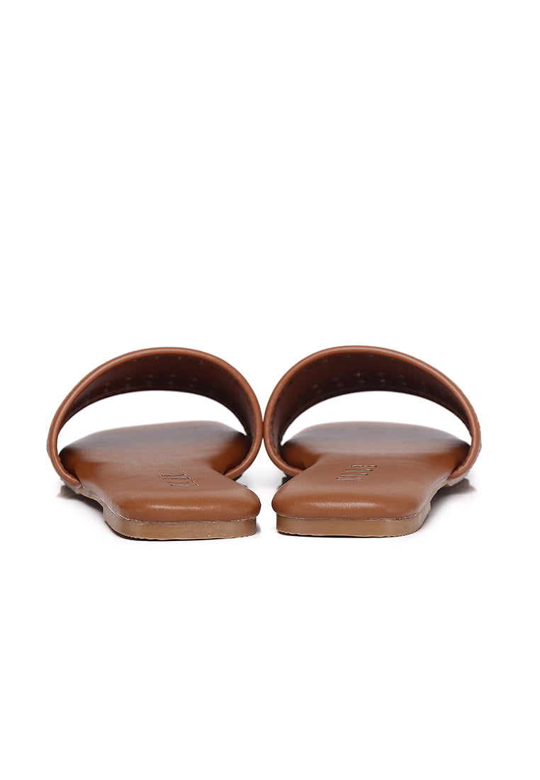 Clara Microfiber Leather Sandals In Brown