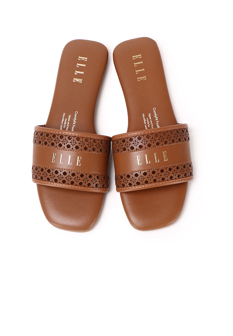 Clara Microfiber Leather Sandals In Brown