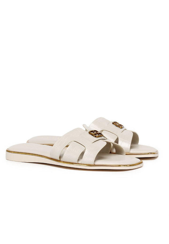 Debbie Croc-effect Slip-on Sandals In Beige – alternate view