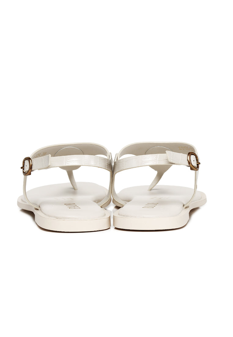 Dora Croc-effect Sling-back Sandals In Beige