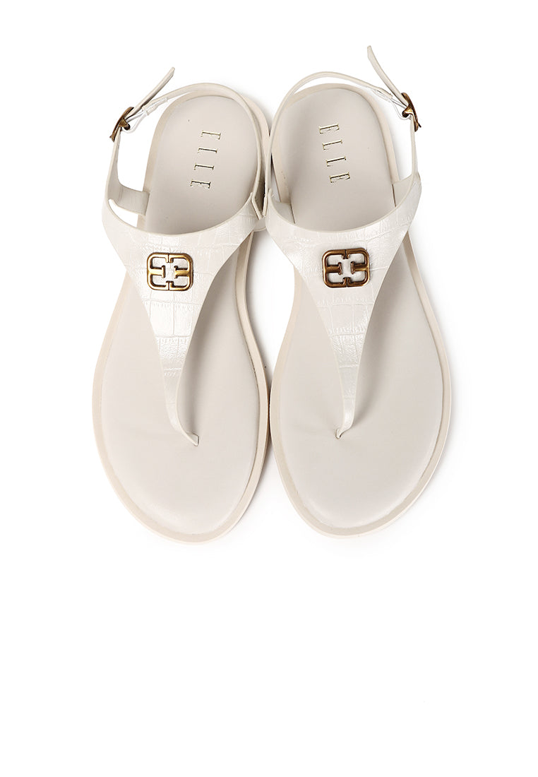 Dora Croc-effect Sling-back Sandals In Beige
