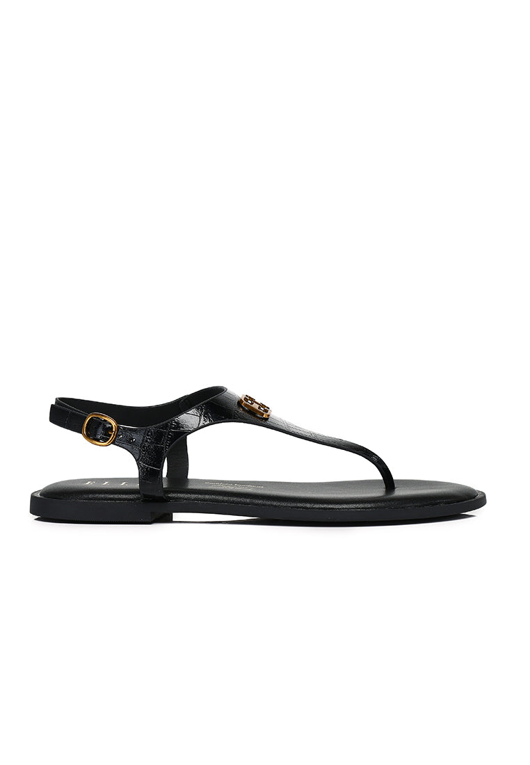 Dora Croc-effect Sling-back Sandals In Black