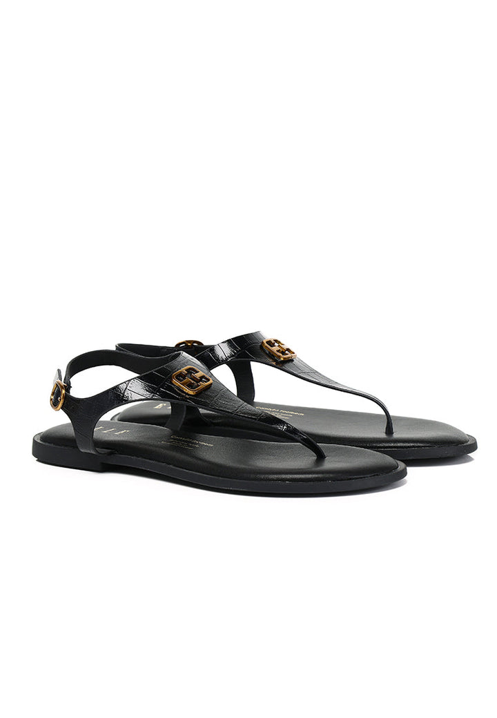 Dora Croc-effect Sling-back Sandals In Black – alternate view