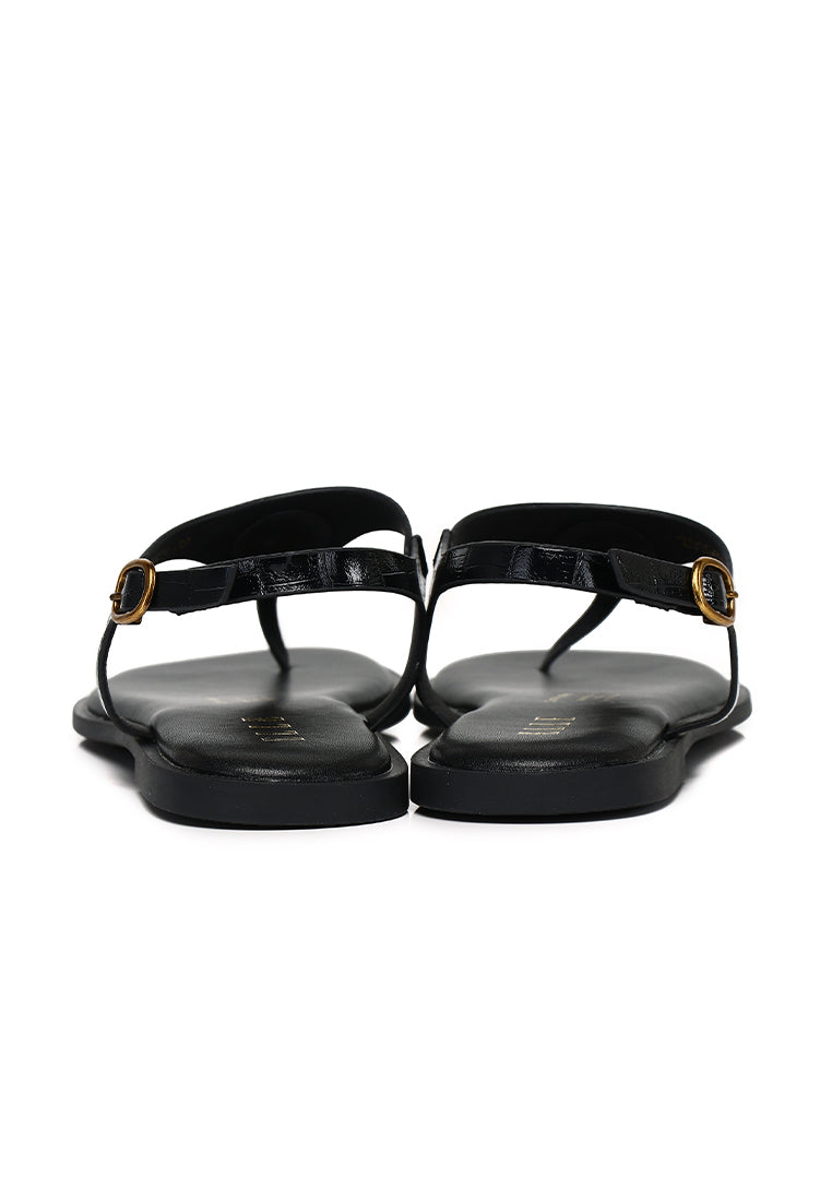 Dora Croc-effect Sling-back Sandals In Black