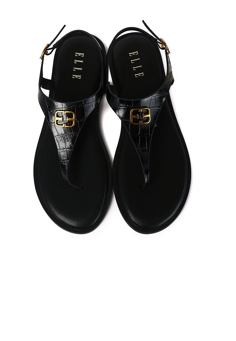 Dora Croc-effect Sling-back Sandals In Black