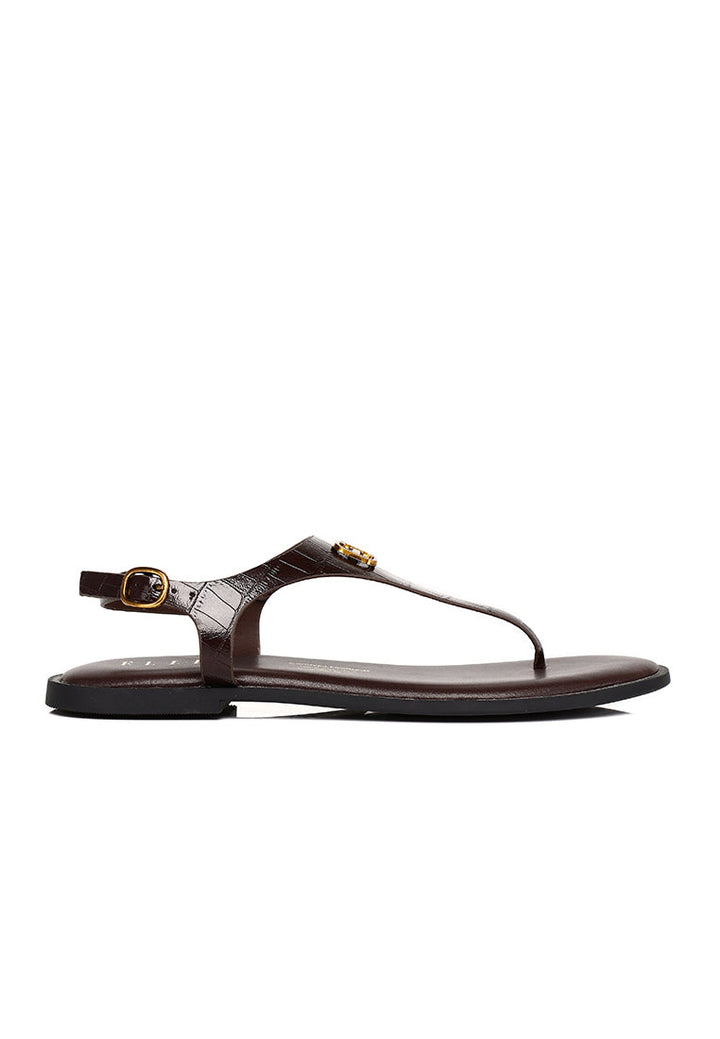 Dora Croc-effect Sling-back Sandals In Espresso