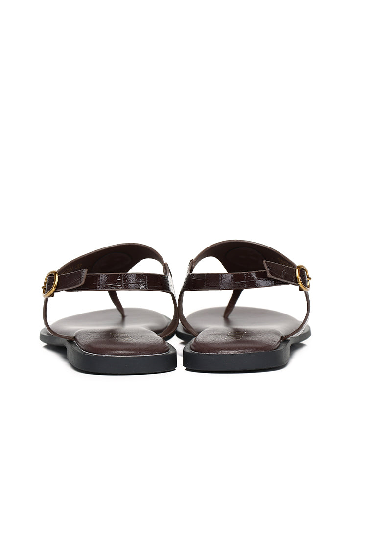 Dora Croc-effect Sling-back Sandals In Espresso