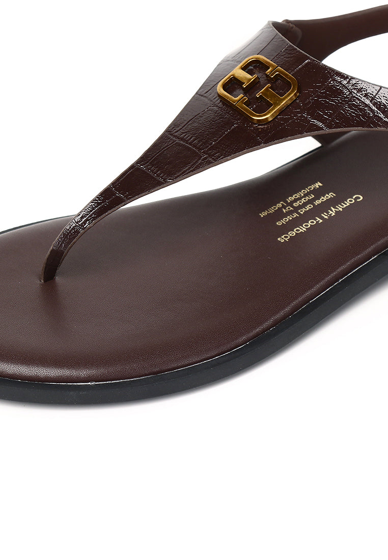Dora Croc-effect Sling-back Sandals In Espresso