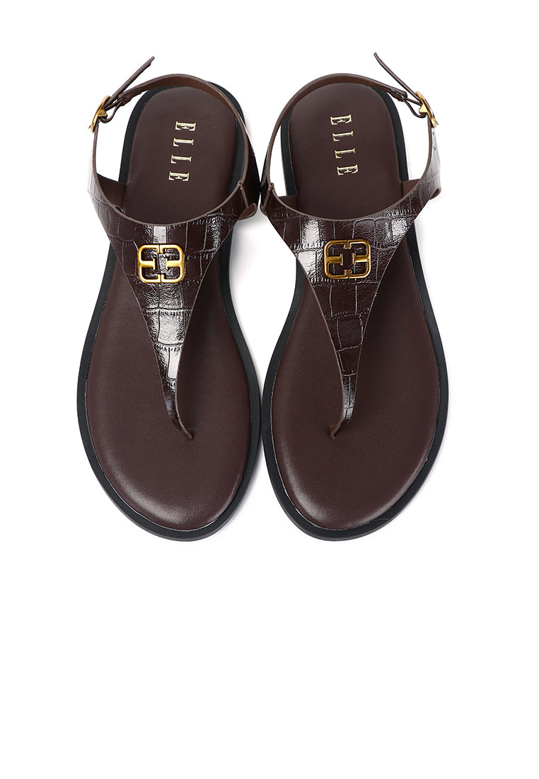 Dora Croc-effect Sling-back Sandals In Espresso