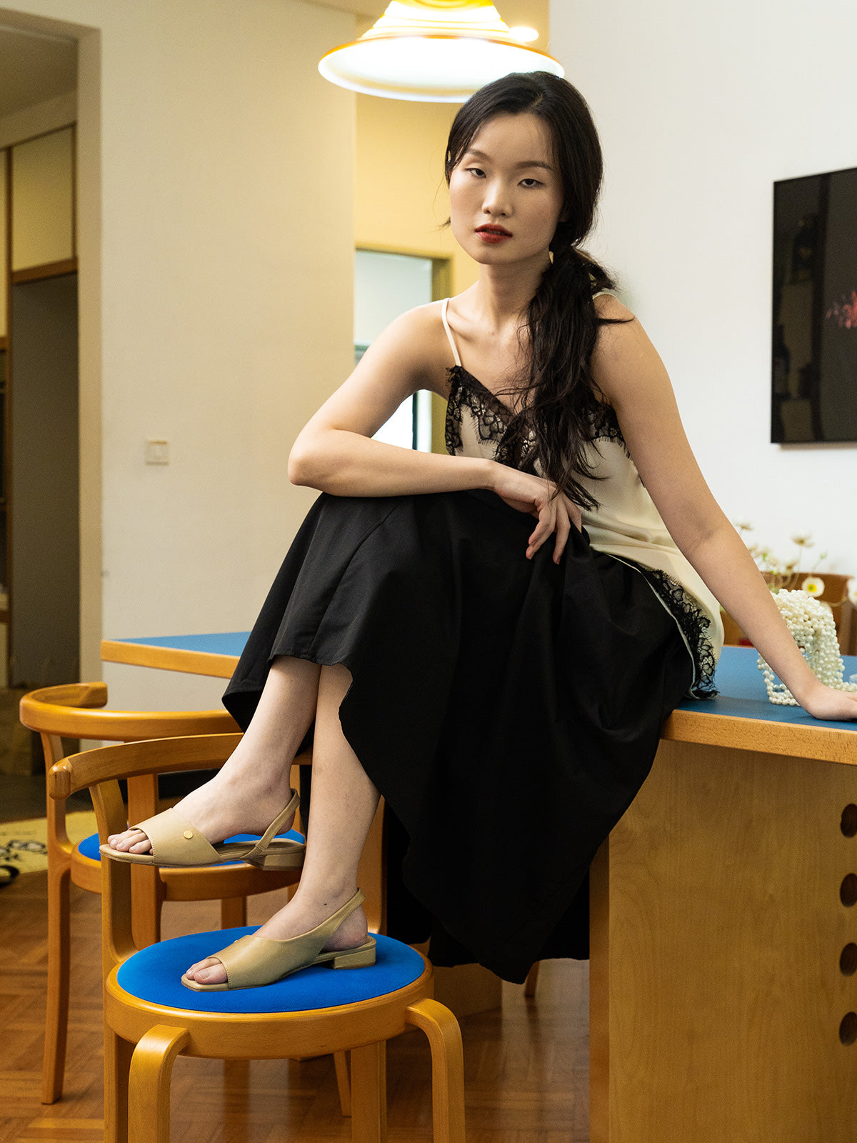 Delphine Slingback Sandals In Black