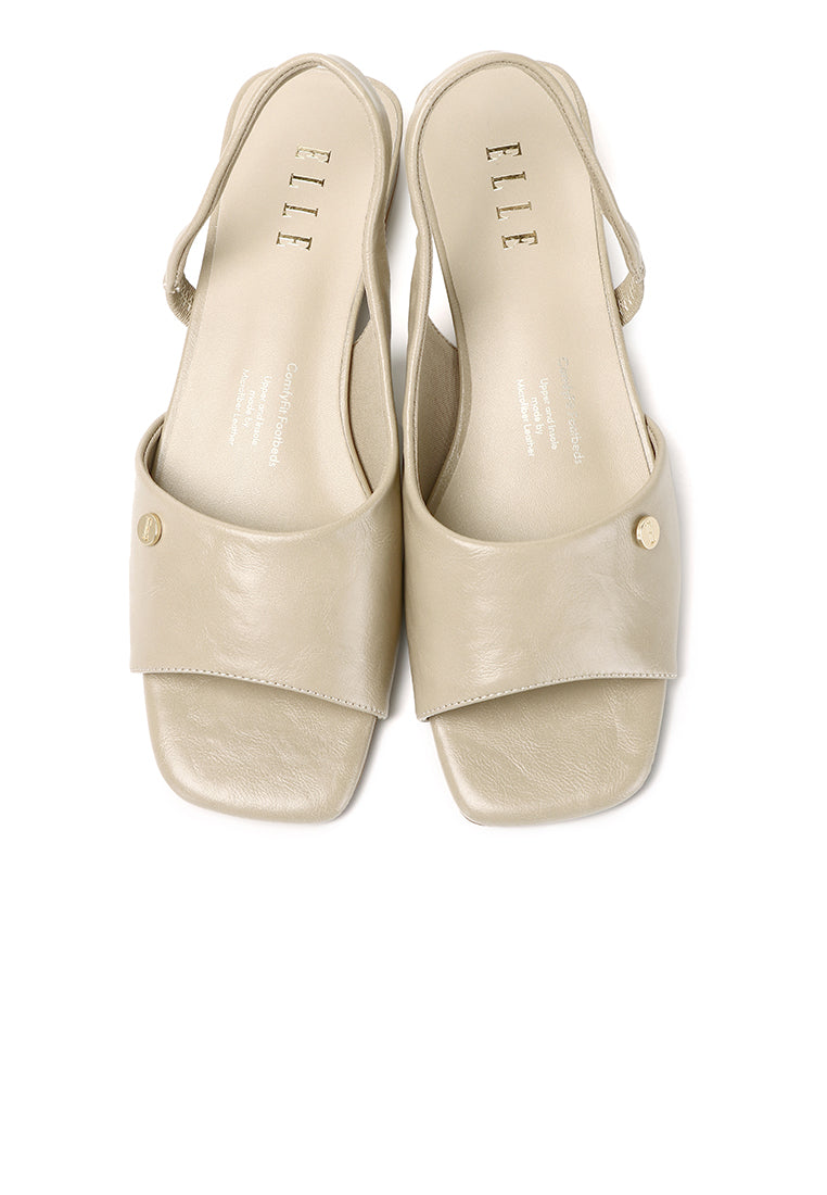 Delphine Comfy Fit Footbed Microfiber Leather Sandals In Beige