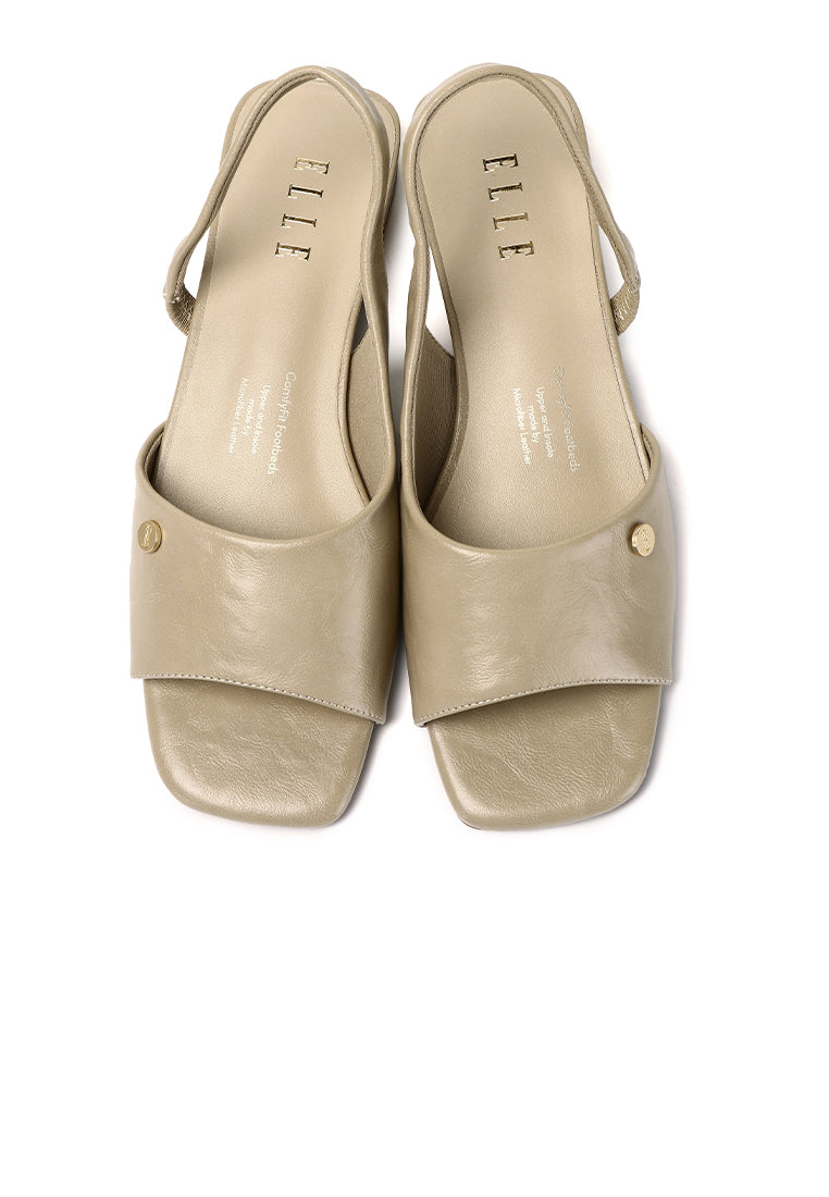 Delphine Comfy Fit Footbed Microfiber Leather Sandals In Khaki