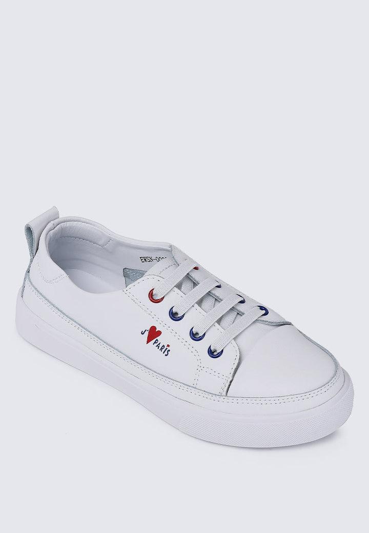 Triumph Microfiber Leather Sneakers In White – alternate view