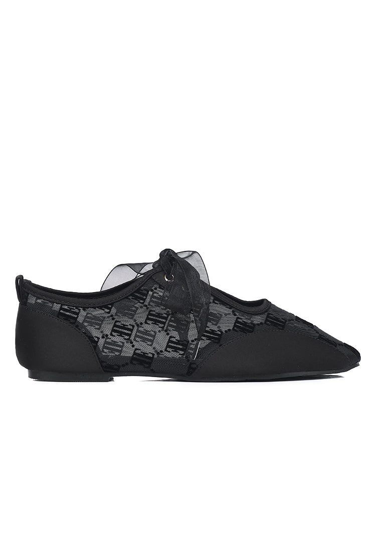Sharpay Mesh Microfiber Leather Ballet Sneakers In Black