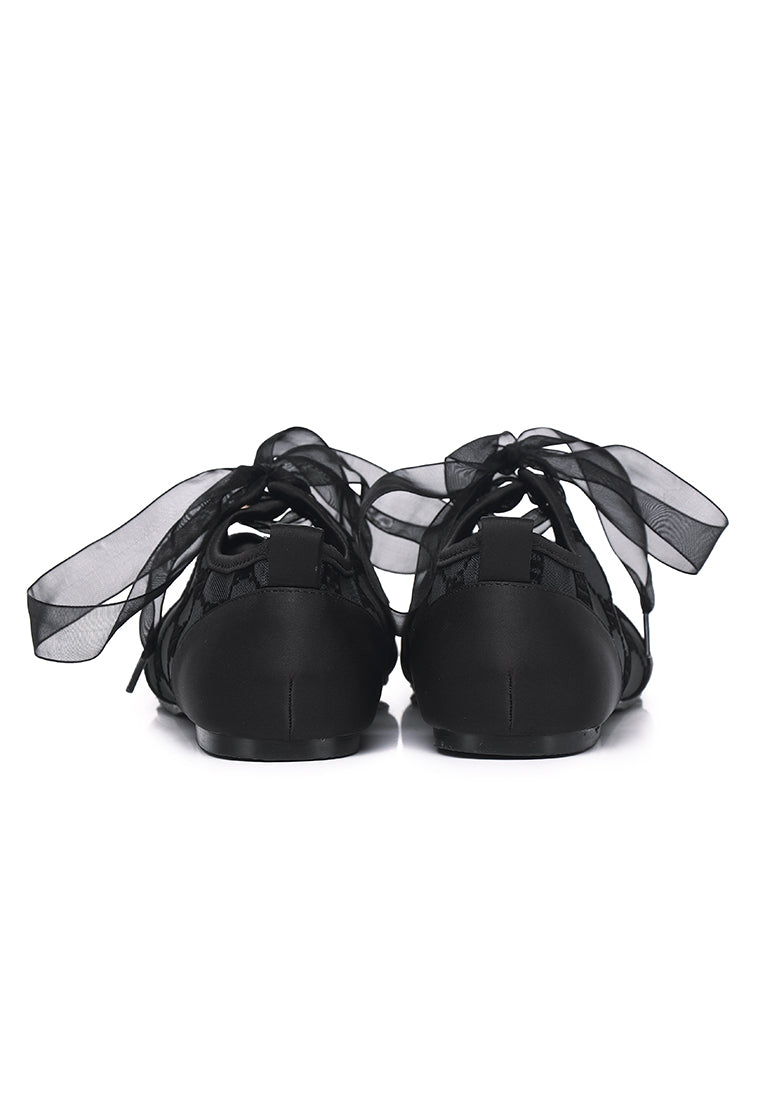 Sharpay Mesh Microfiber Leather Ballet Sneakers In Black