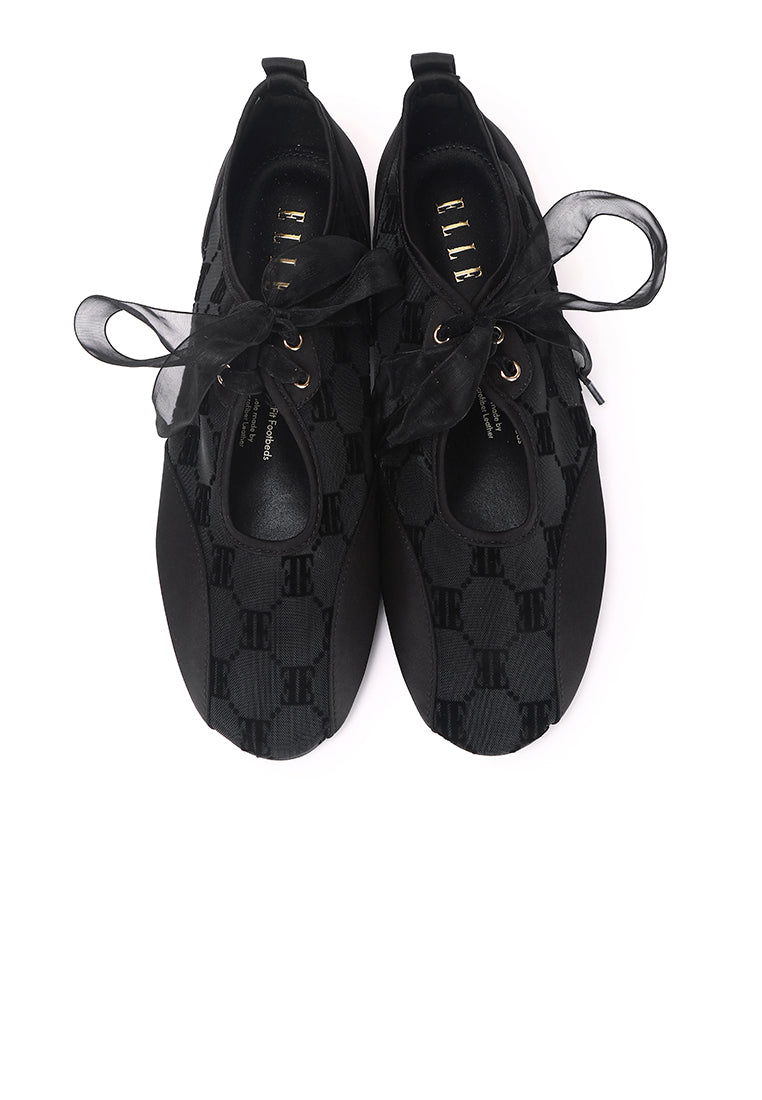 Sharpay Mesh Microfiber Leather Ballet Sneakers In Black