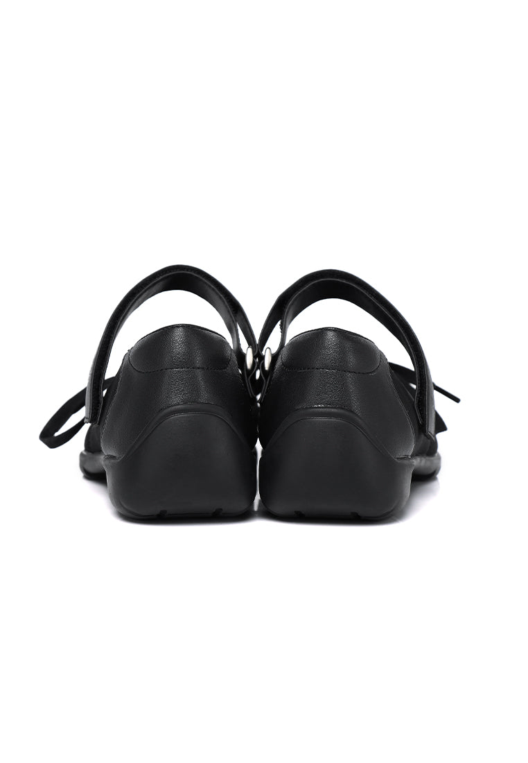 Leonie Comfy Fit Footbed Microfiber Leather Ballet Sneakers In Black