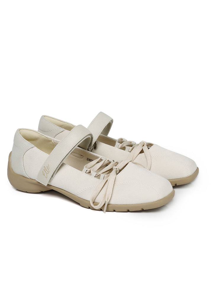 Leonie Comfy Fit Footbed Microfiber Leather Ballet Sneakers In Cornsilk – alternate view