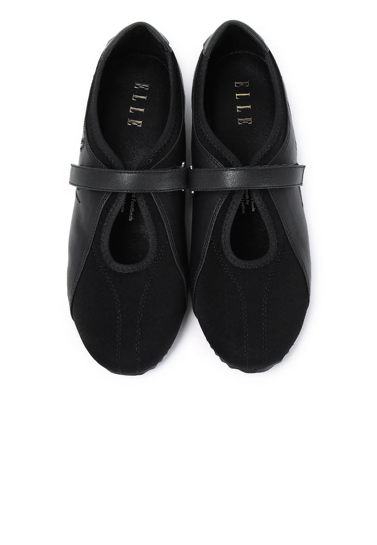 Soline Comfy Fit Footbed Microfiber Leather Sneakers In Black