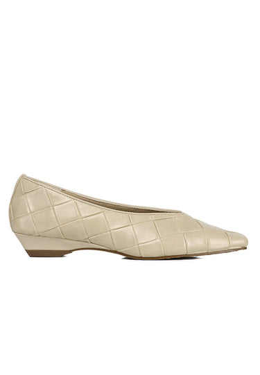 Sasha Embossed-Pattern Wedges Heels In Beige