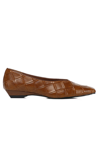 Sasha Embossed-Pattern Wedges Heels In Brown