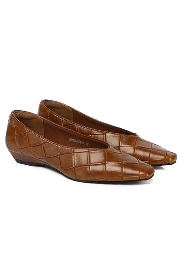 Sasha Embossed-Pattern Wedges Heels In Brown