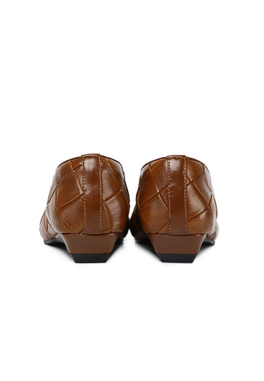Sasha Embossed-Pattern Wedges Heels In Brown