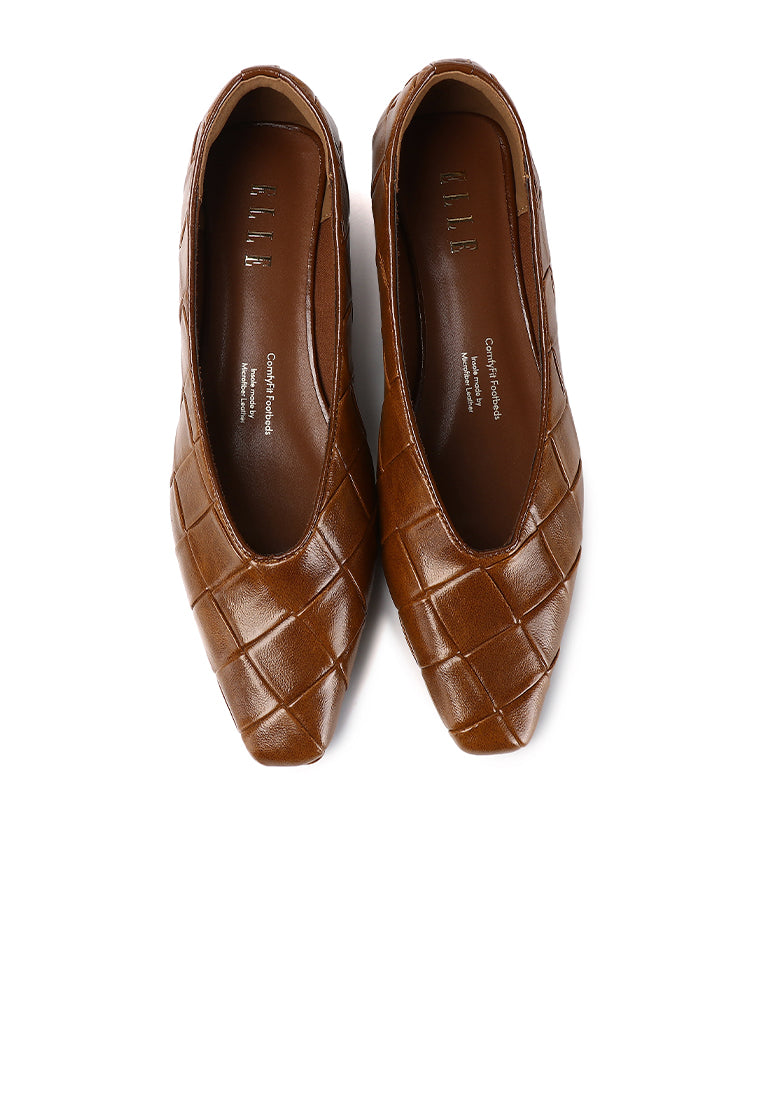 Sasha Embossed-Pattern Wedges Heels In Brown